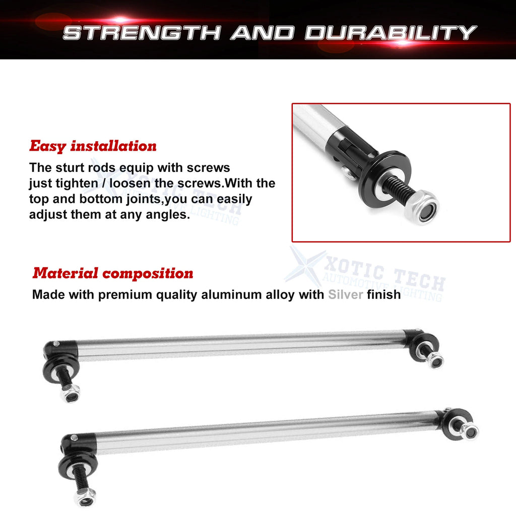 Front Bumper Lip Splitter Strut Rod Tie Support Bar for Silver (7.87") (2011-2020)