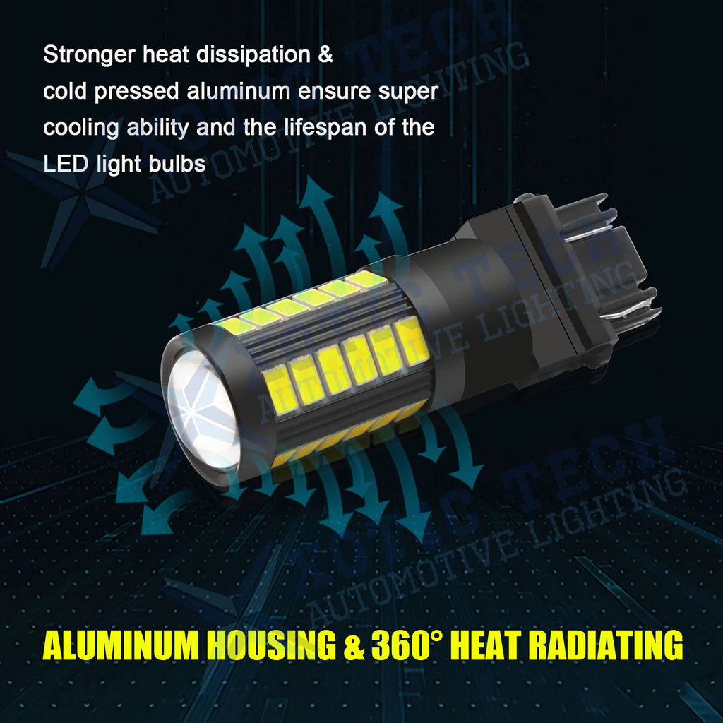 6000K Xenon White LED Backup Reverse Light Bulbs for 3156/3157 (2016-2024)