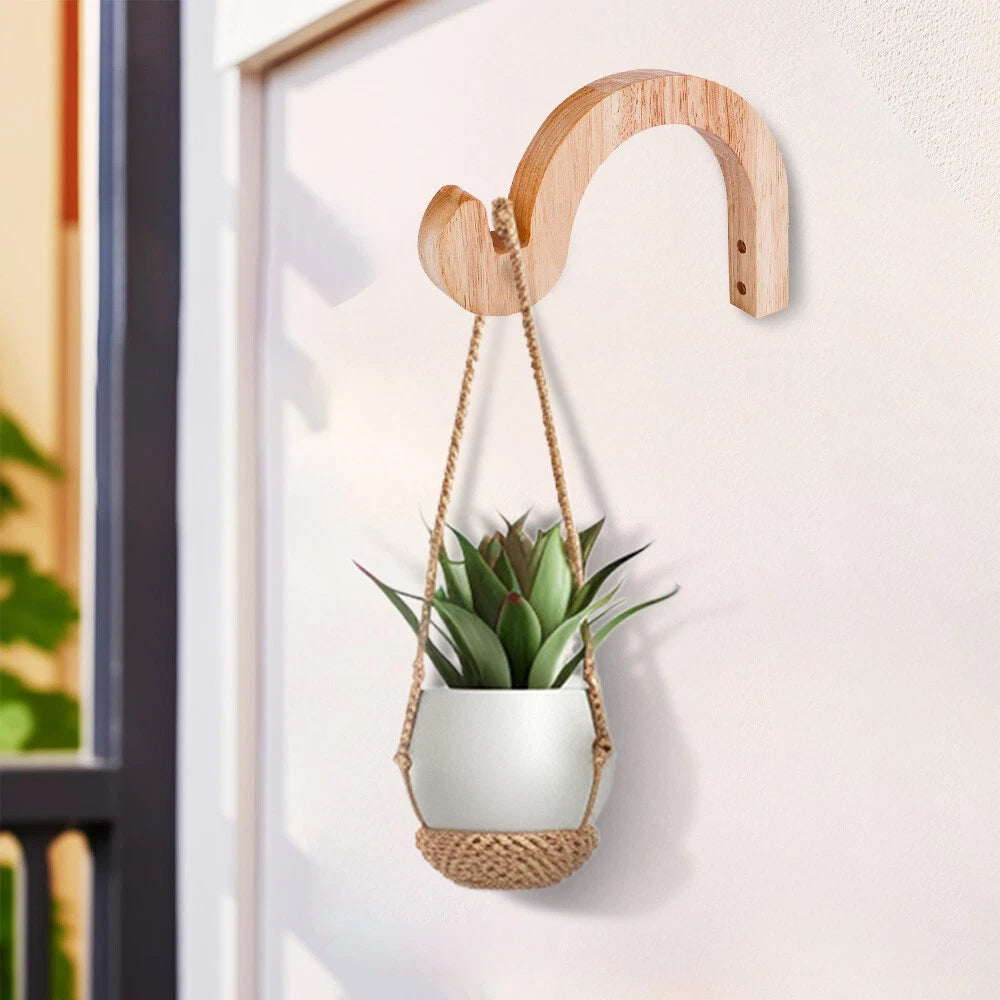 Wooden Hanging Plant Hanger Hook for Wall Flower Pot (Universal Fit)
