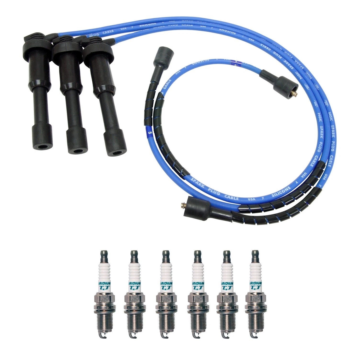 NGK 7mm Wire Set & Denso Iridium Spark Plug Kit for Amanti Santa Fe (2004–2006)