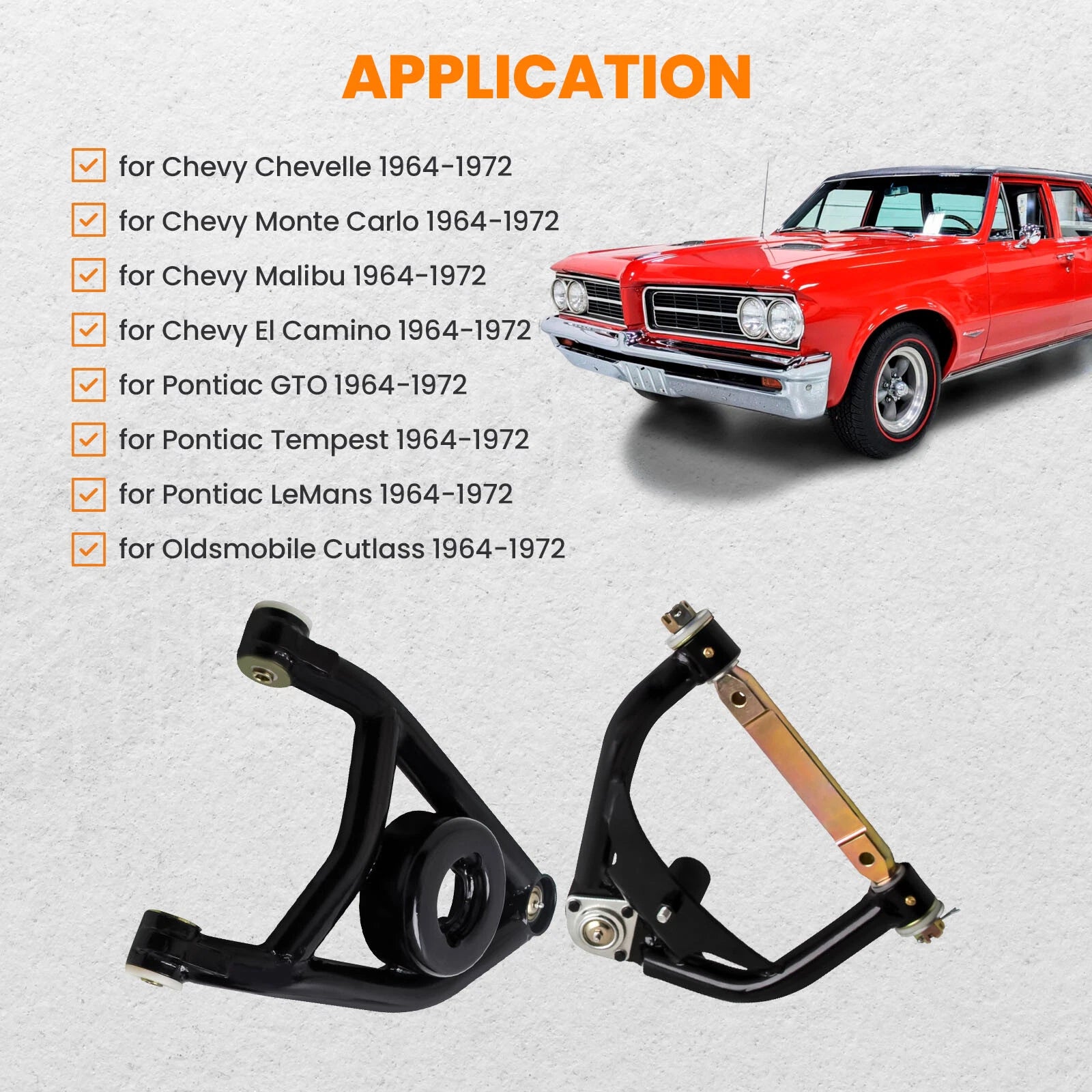 4X Heavy Duty Front Tubular A-Arms for Pontiac Grand Prix (1969–1972)