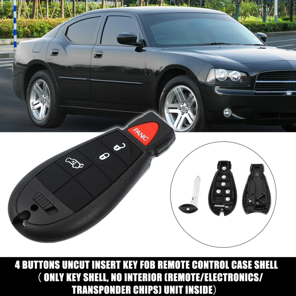 Set of 4 Keyless Entry Remote Key Shell Covers for Dodge Chrysler w/ Blade 734301711272