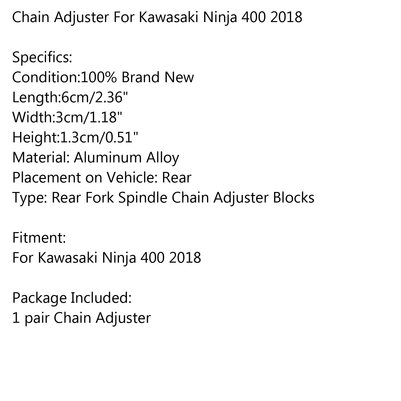 CNC Aluminum Rear Axle Chain Adjuster for Kawasaki Ninja 400 (2018)