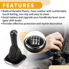6 Speed Gear Shifter Knob with Cover for Volkswagen Polo (2014–2017) Faux Leather