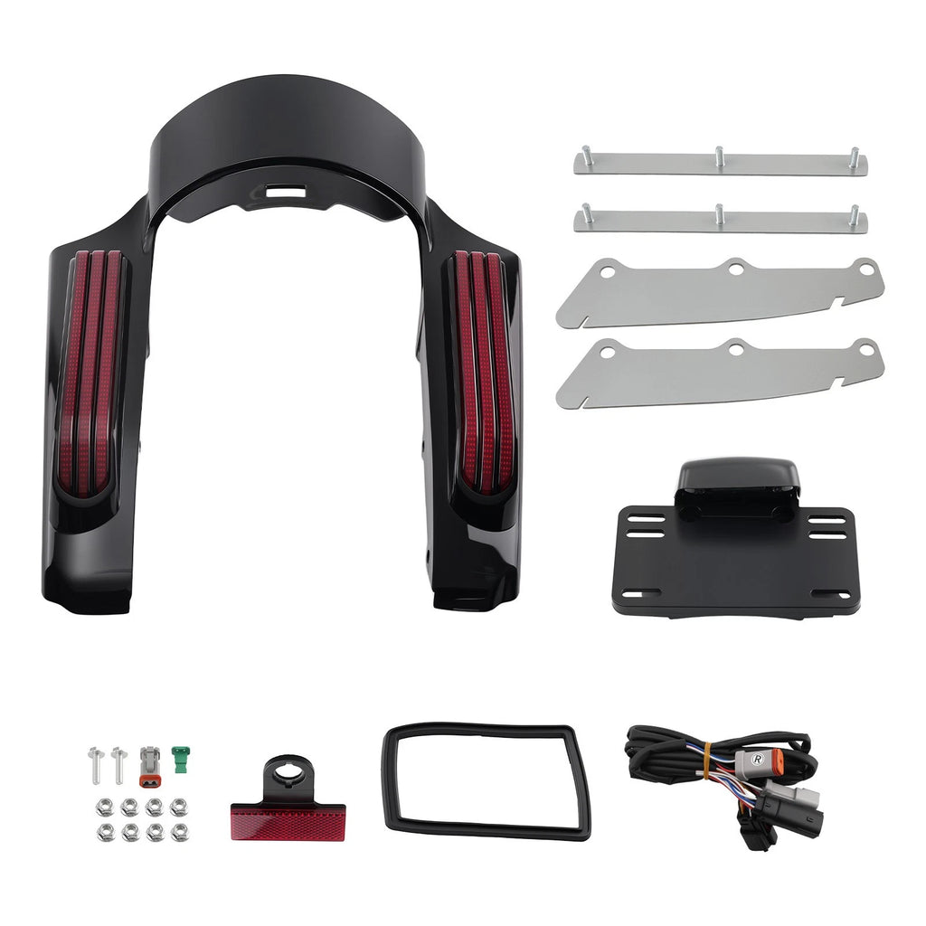 Black Rear Fender LED Light Fascia for Harley Touring (2014–2021) ABS