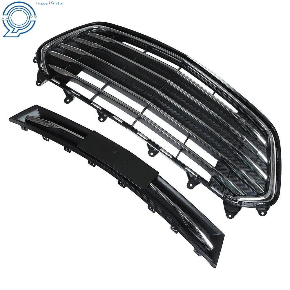 Set of 2 Front Bumper Grilles for Chevy Trax (2017–2020) Black Chrome Trim