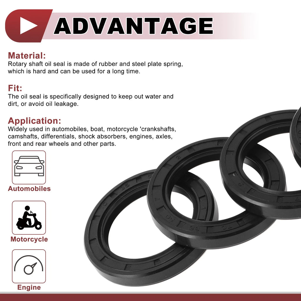 Set of 5 Rotary Shaft Oil Seals 35x50x7mm Nitrile Rubber 672668828700