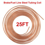 Copper Plated Brake Line Tubing Kit for All Vehicles (25 Ft Coil)