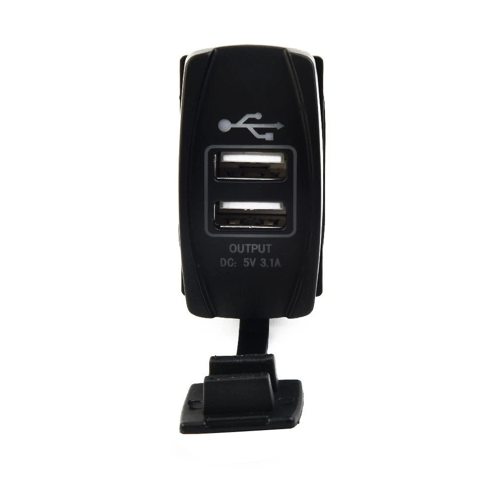 Dual USB Charger with ARB Rocker Switch & Blue LED Light for Car Boat