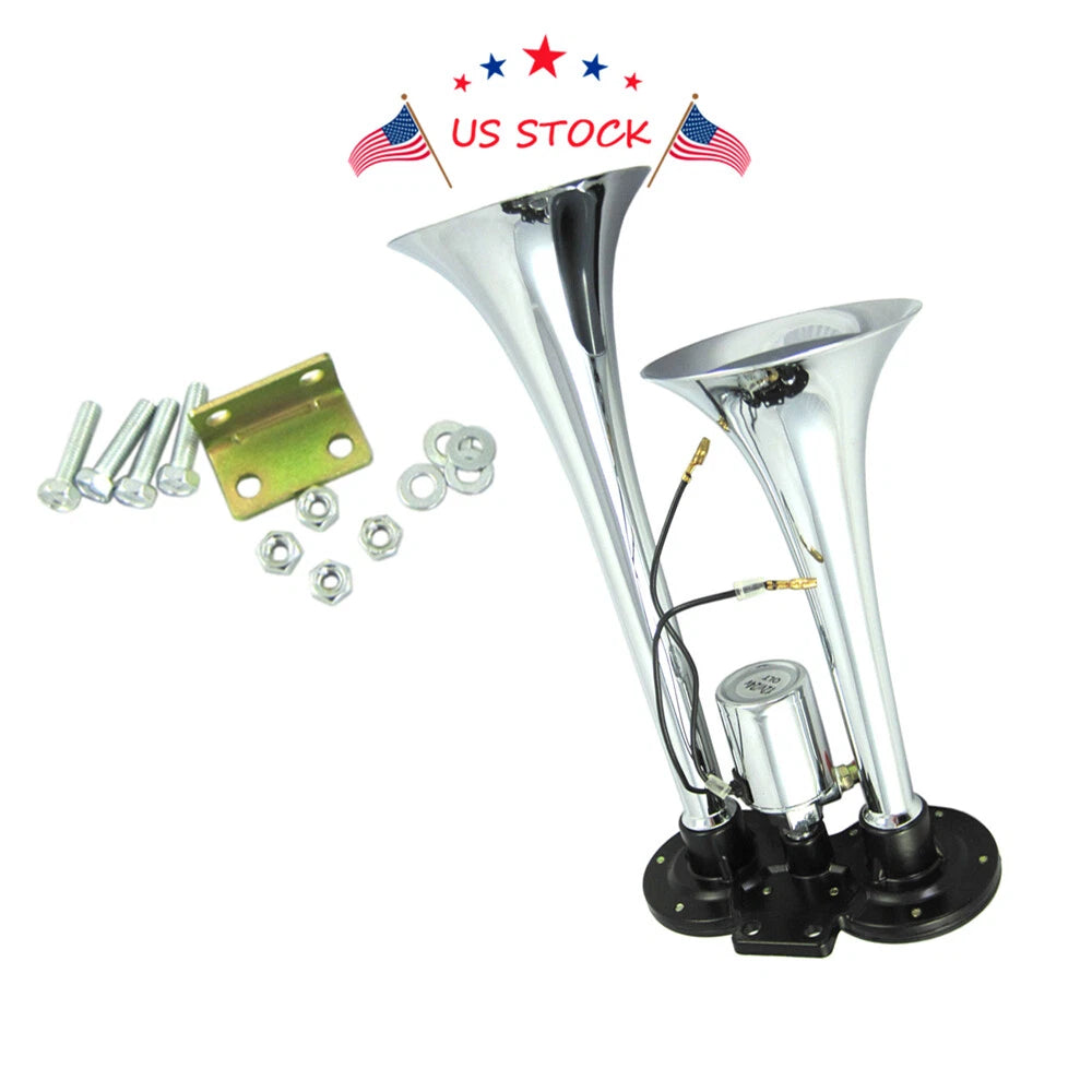 Dual Trumpet Air Horn for Truck RV Boat (12V)