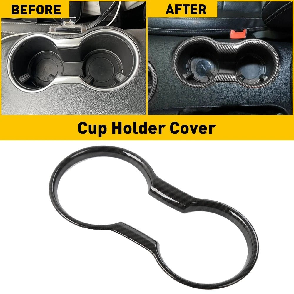 Cup Holder Cover for Ford Mustang (2015–2022) Carbon Fiber Trim EXV