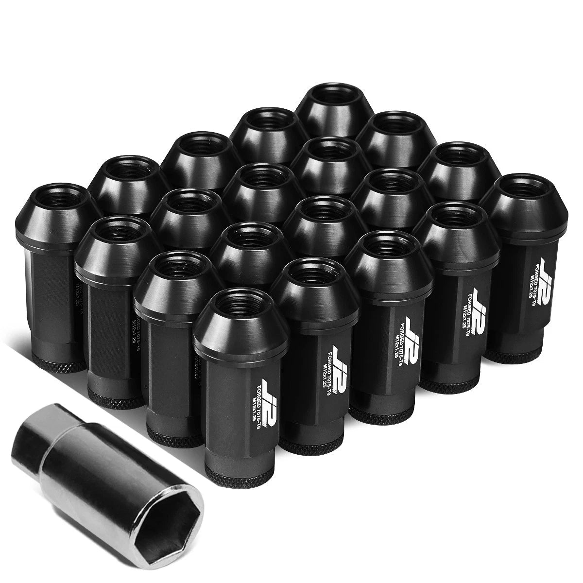Set of 20 J2 7075 Forged Aluminum M12x1.25 Open-End Lug Nuts for Universal