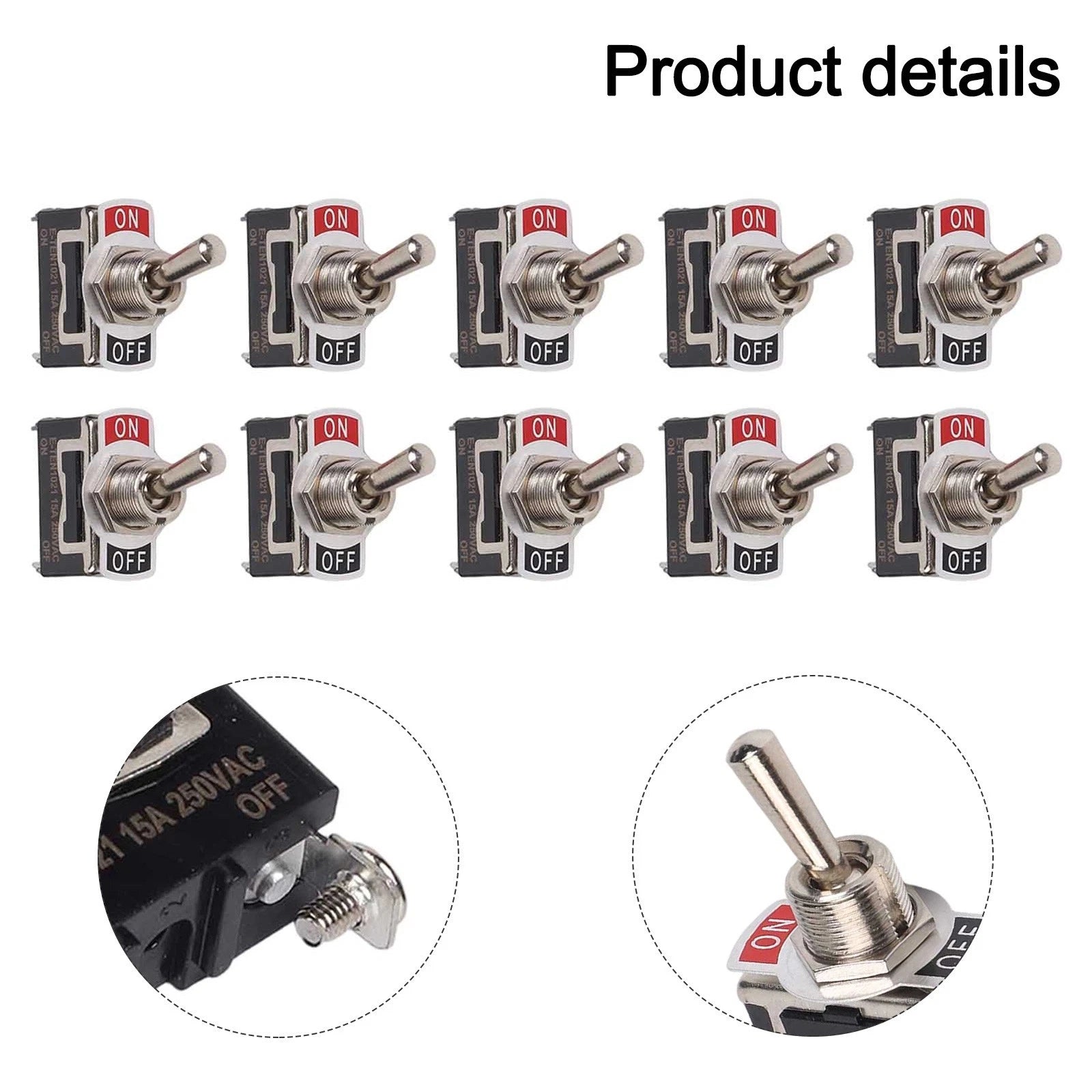 10 pcs 12V 24V 220V 230V 10A Car Rocker Switch ON OFF 2 Pin for Boats