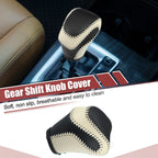 Gear Shift Knob Cover for Toyota Land Cruiser Prado (2010–2023) Black Beige Stitches