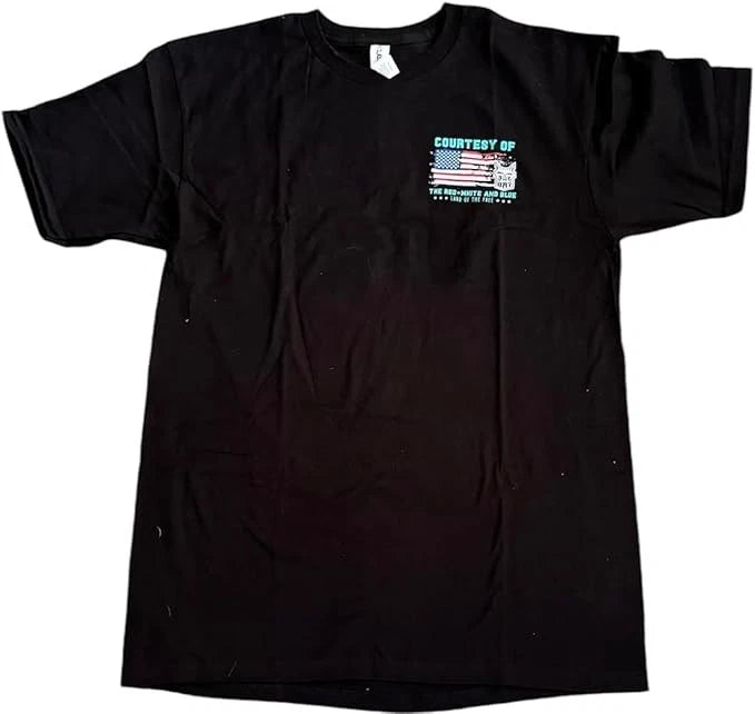 T-Shirt for Big Rig Truck Driver - Red, White & Blue Flag - Size L