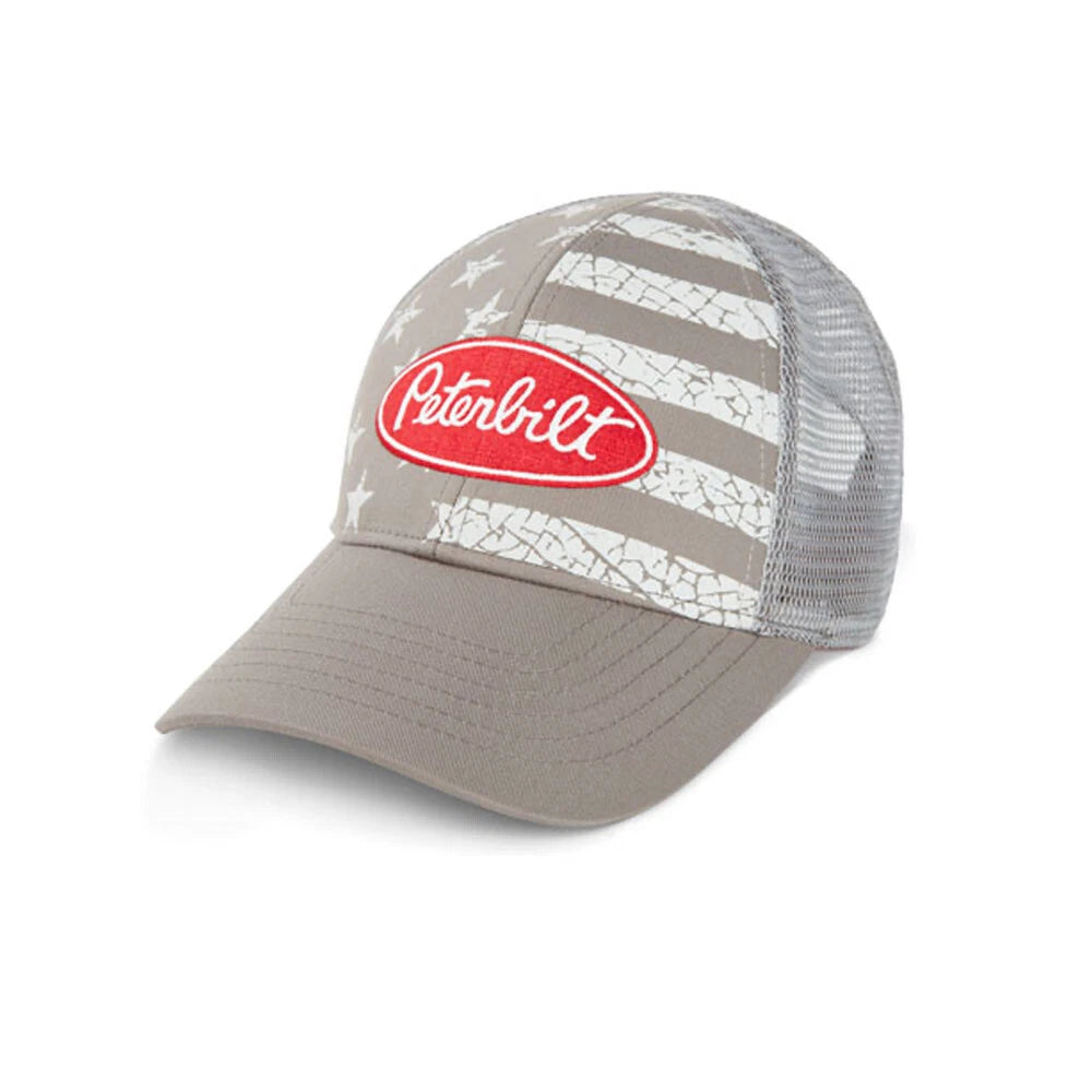 Peterbilt Trucks Cap - Grey Youth Distressed Flag Mesh Hat (2010–2023)
