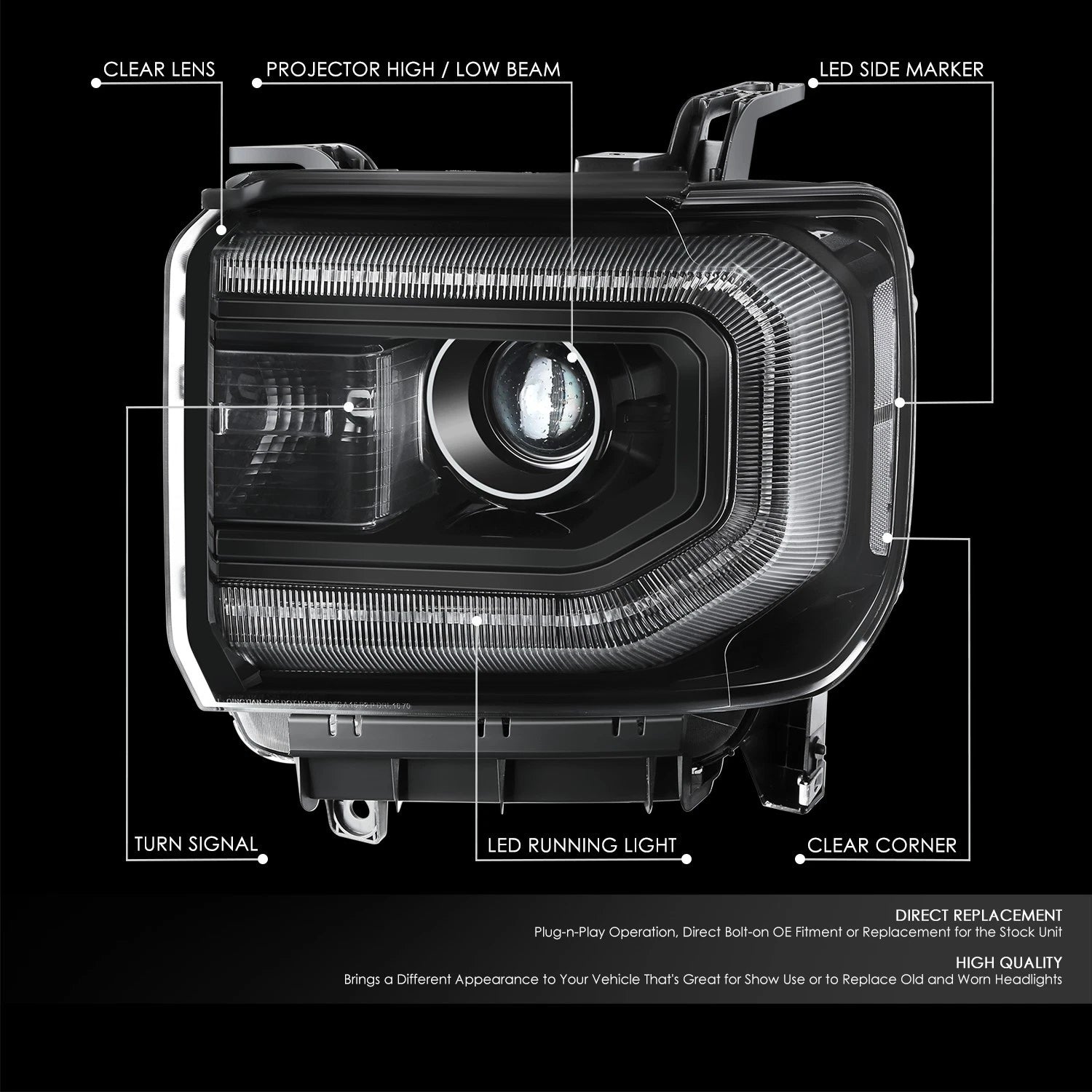Projector Headlights for GMC Sierra 1500 Limited (2016–2019)