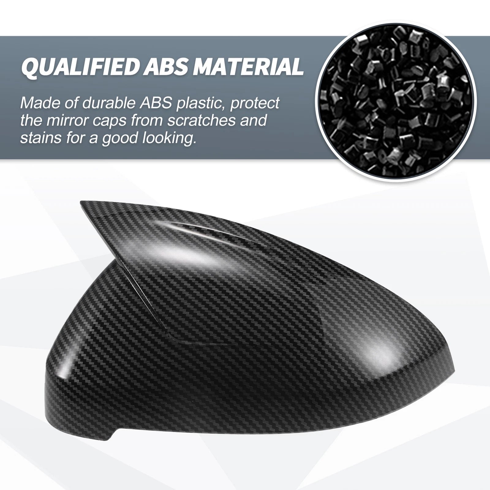 1 Pair Rearview Mirror Cover Cap Black Carbon Fiber for Audi A4 A5 (2008–2020)