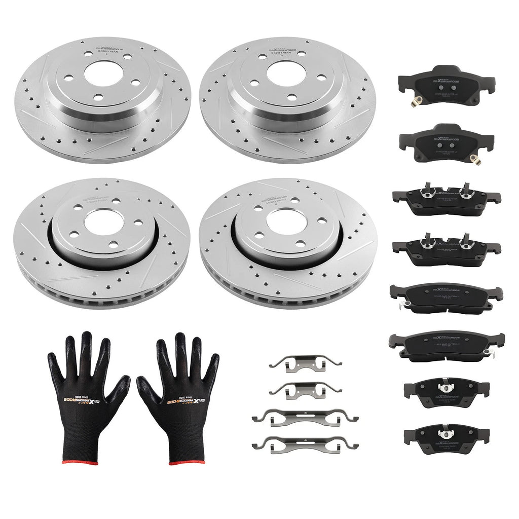 Front Rear Brake Rotors + Ceramic Brake Pads Kit for Jeep Grand Cherokee (2011–2018)