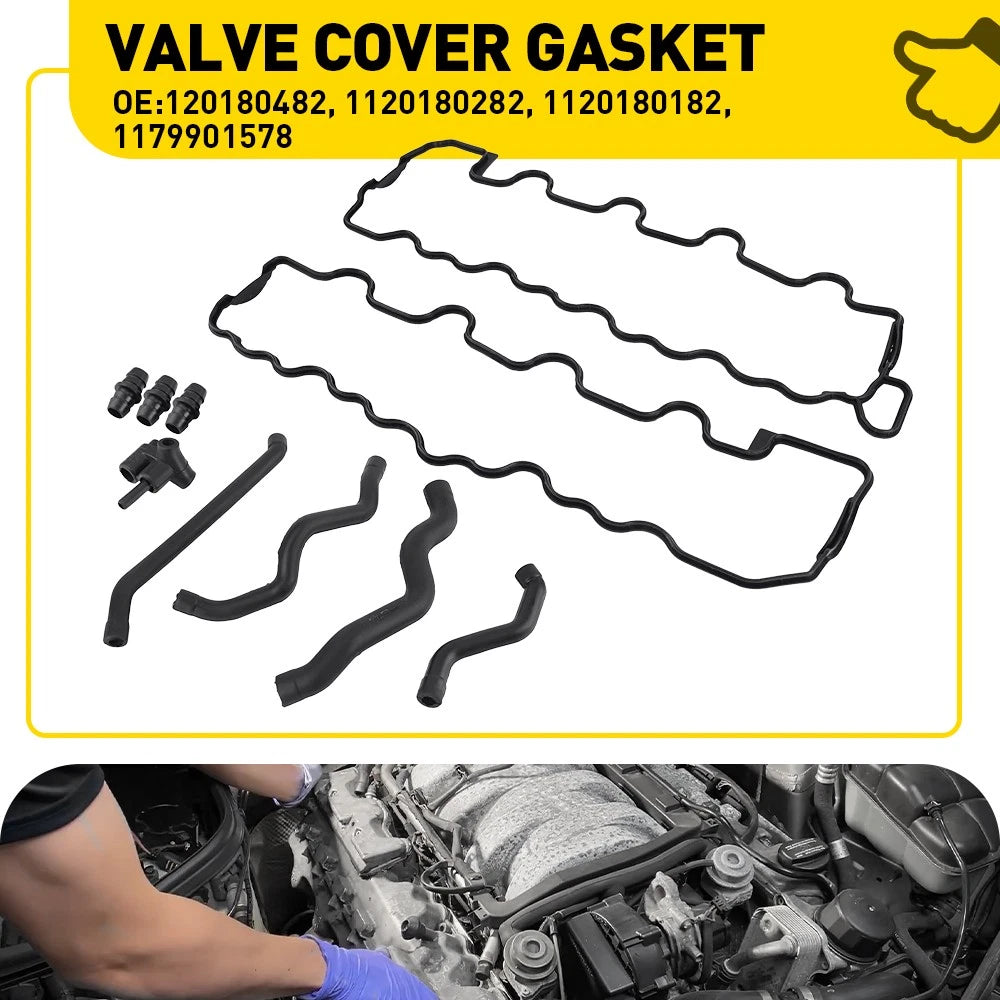 Set of 2 Valve Cover Gasket Kit for Mercedes E Class W210 W211 (1996–2009)
