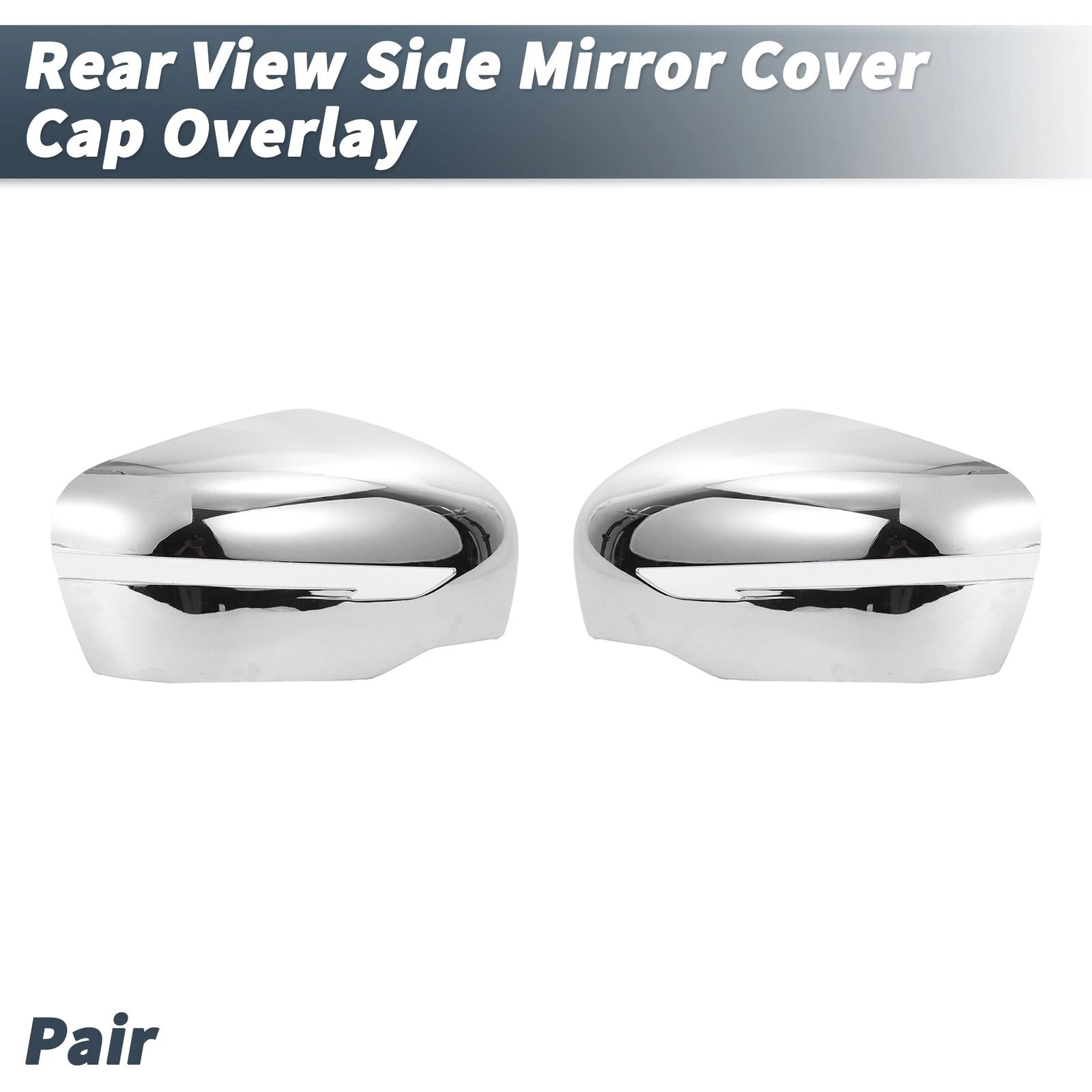 Pair Chrome Plated Rearview Mirror Cover Overlay for Nissan X-Trail Rogue (2014–2021)