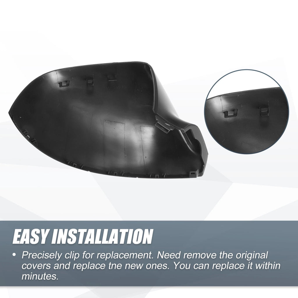 Pair Rearview Mirror Cover Cap Matte Black for Volkswagen Transporter T5 T6 (2003–2019)