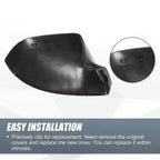 Pair Rearview Mirror Cover Cap Matte Black for Volkswagen Transporter T5 T6 (2003–2019)
