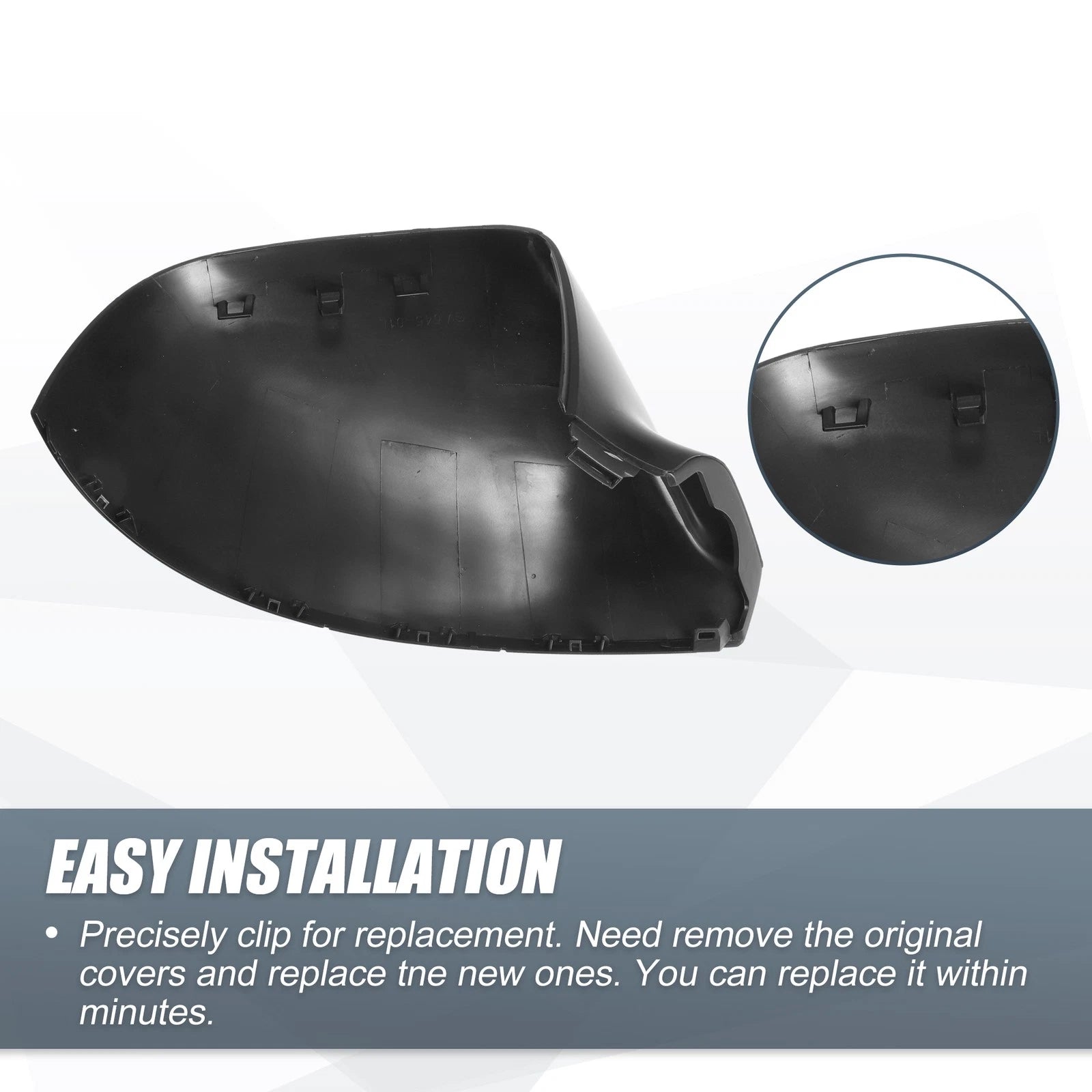 Pair Rearview Mirror Cover Cap Matte Black for Volkswagen Transporter T5 T6 (2003–2019)