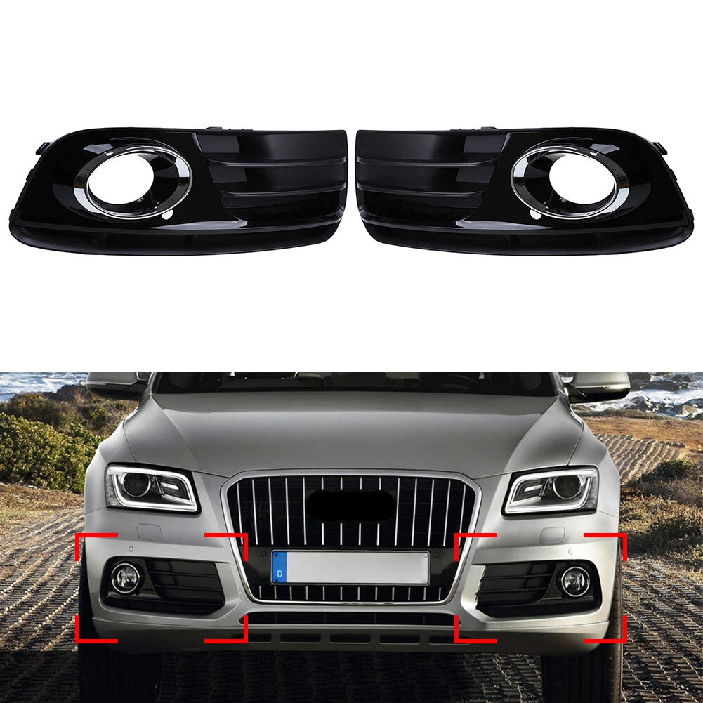1 Pair ABS Front Bumper Fog Light Grille Cover Trim for Audi Q5 (2013–2017)