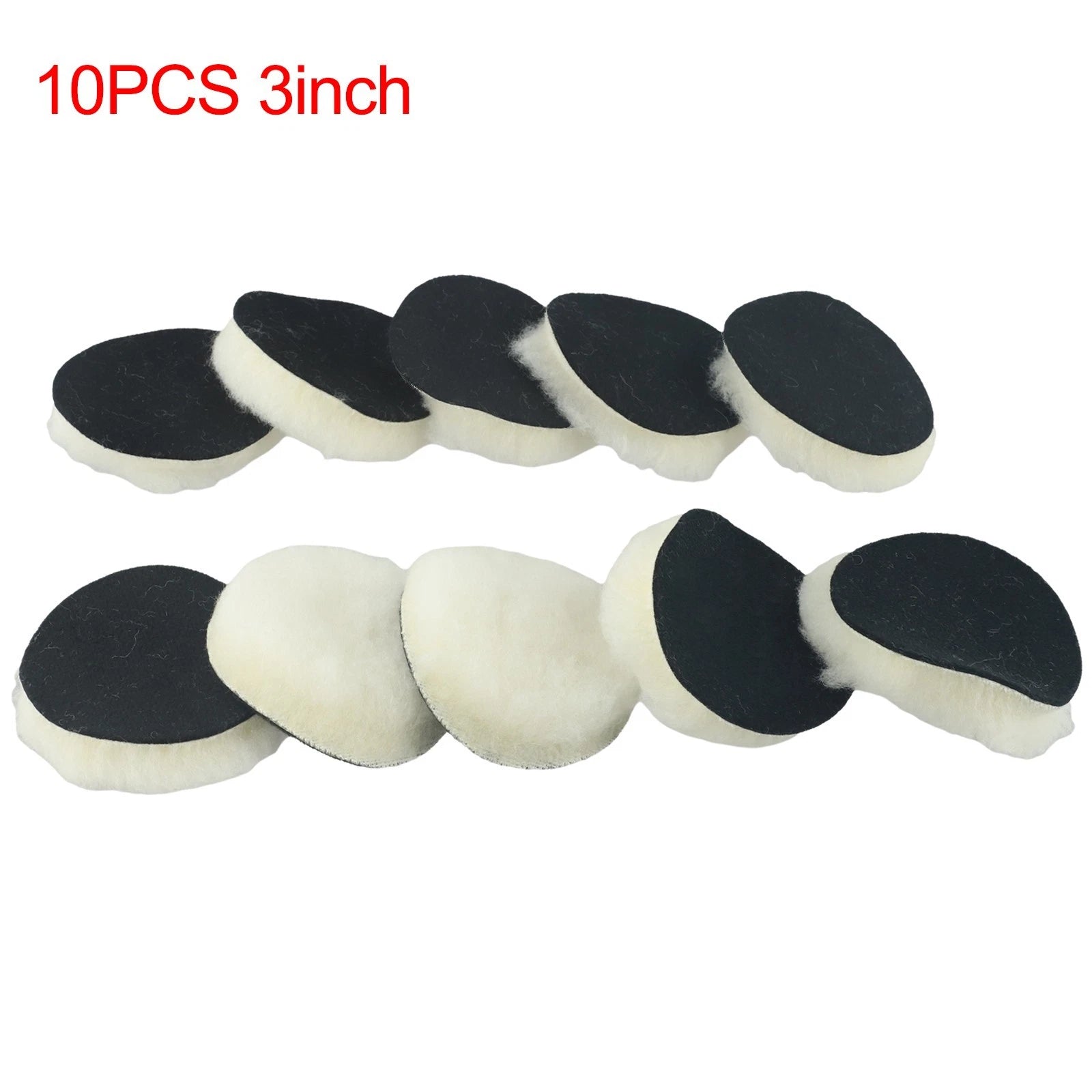 10 Piece Set of 3 Inch Wool Polishing Pads for Auto Detailing