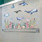 Static Cling Sticker for Glass 11.81x23.62in Double Sided Sea Creatures