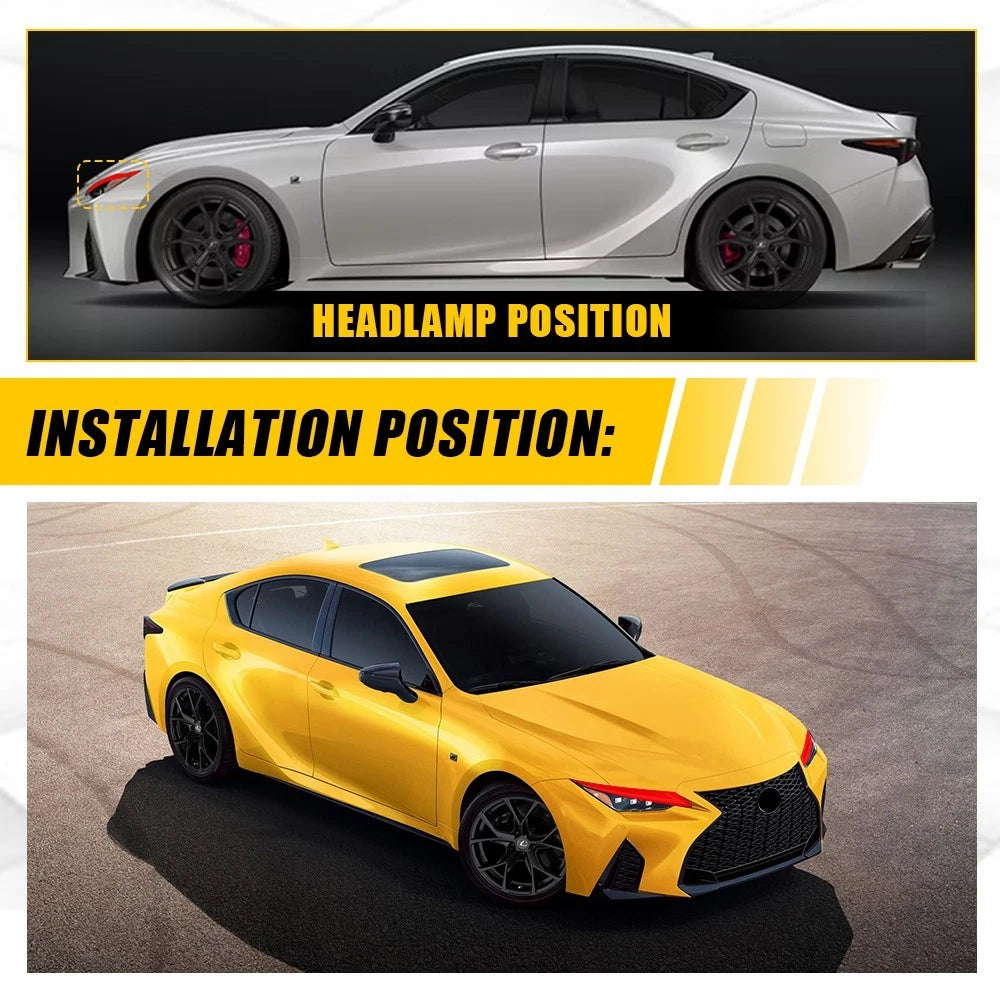 Red Headlight DRL Tint Overlay for Lexus IS (2021â2025)