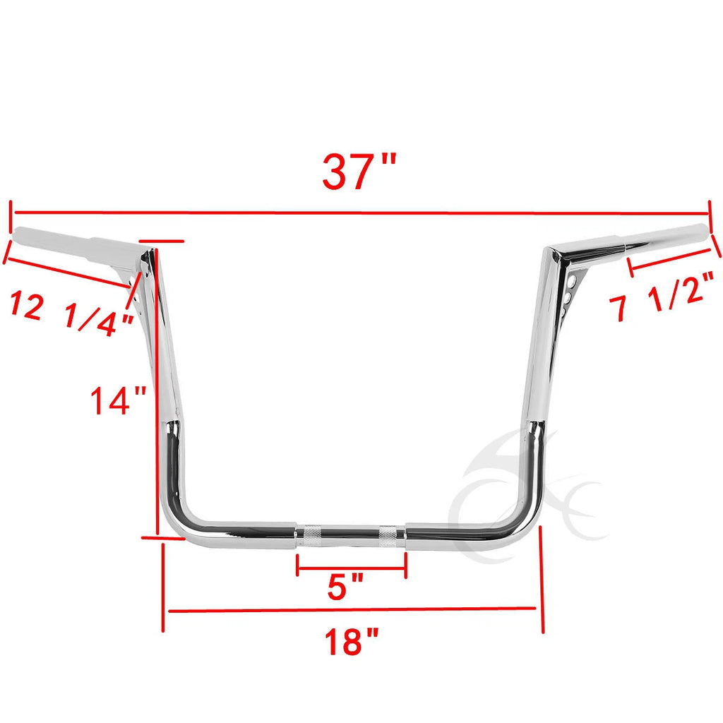 1.25" Rise 14" Ape Hanger Handlebar for Harley Touring 1982–2023