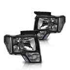 Clear Corner Black Housing Headlights for Ford F150 (2009–2014)