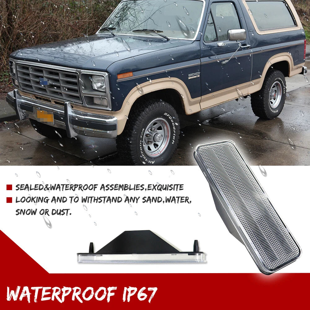 Clear Front Bumper Turn Signal Light Lenses for Ford Bronco (1980–1986)