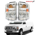 Halogen Headlight Lamp Pair for Ford E150 E250 E350 E450 Superduty
