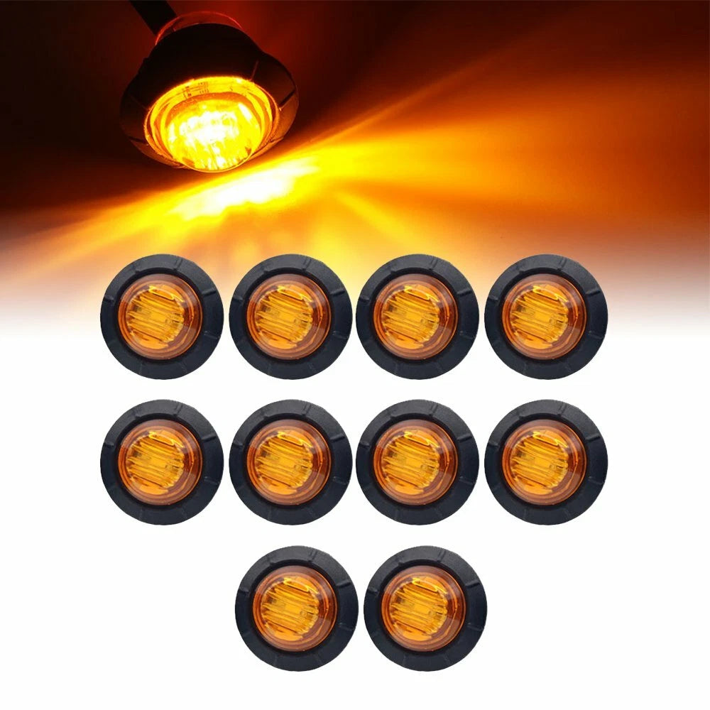 10 Amber LED Side Marker Lights for Truck Trailer (Waterproof)