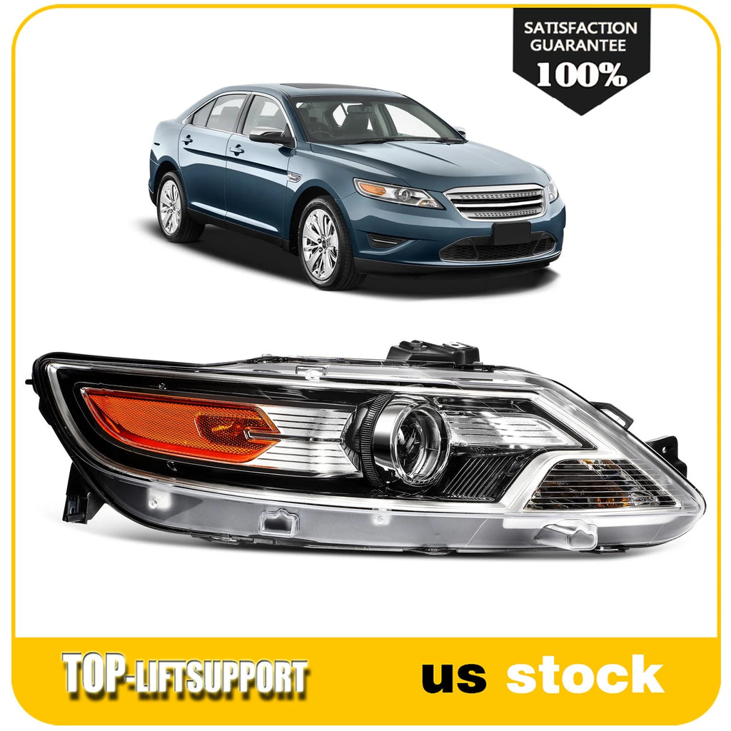 Right Side Headlight with Bulbs for Ford Taurus (2010–2012) Amber Projector