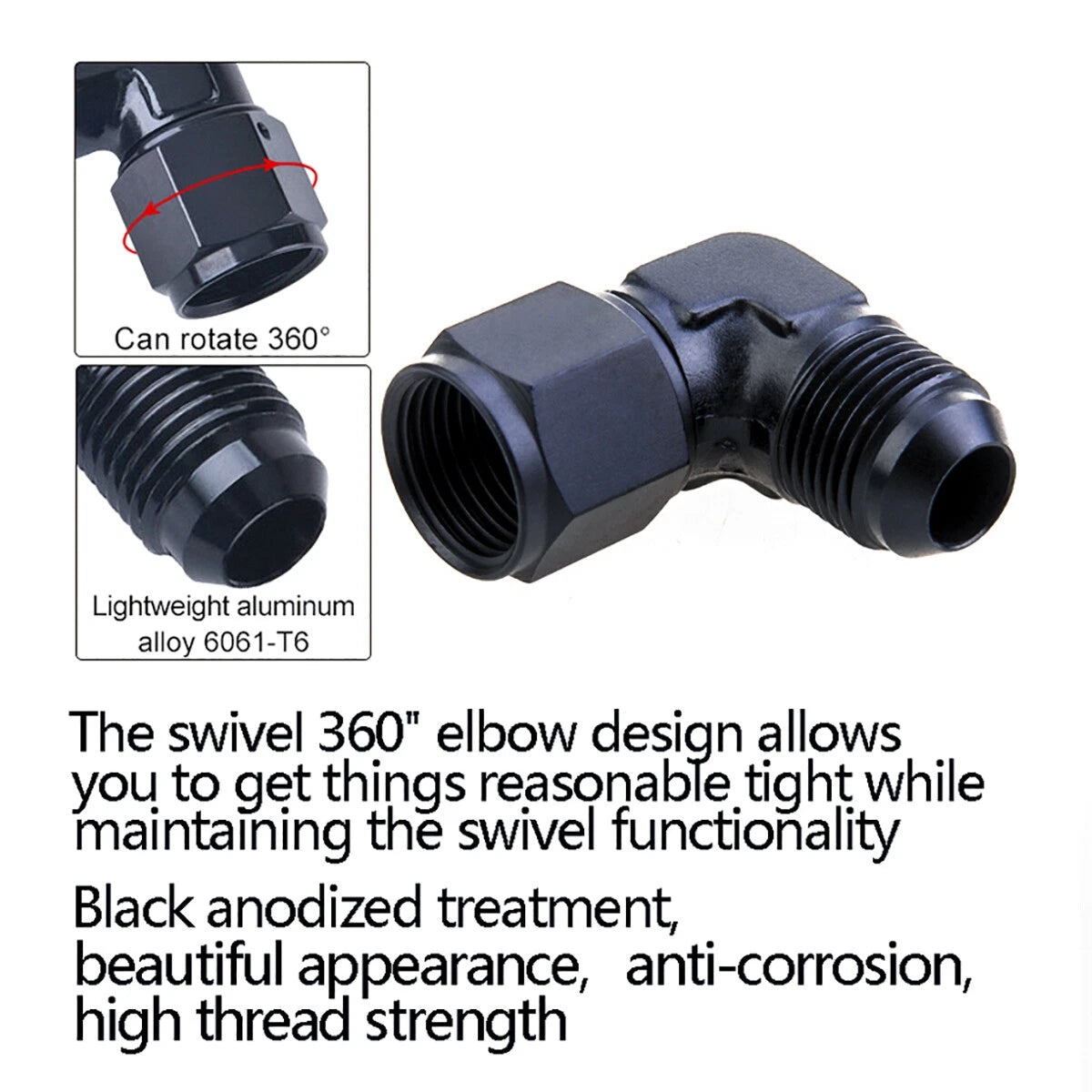 2x 6/8/10/12AN Female to Male Bulkhead Flare Adapter Swivel Hose Fitting 90°