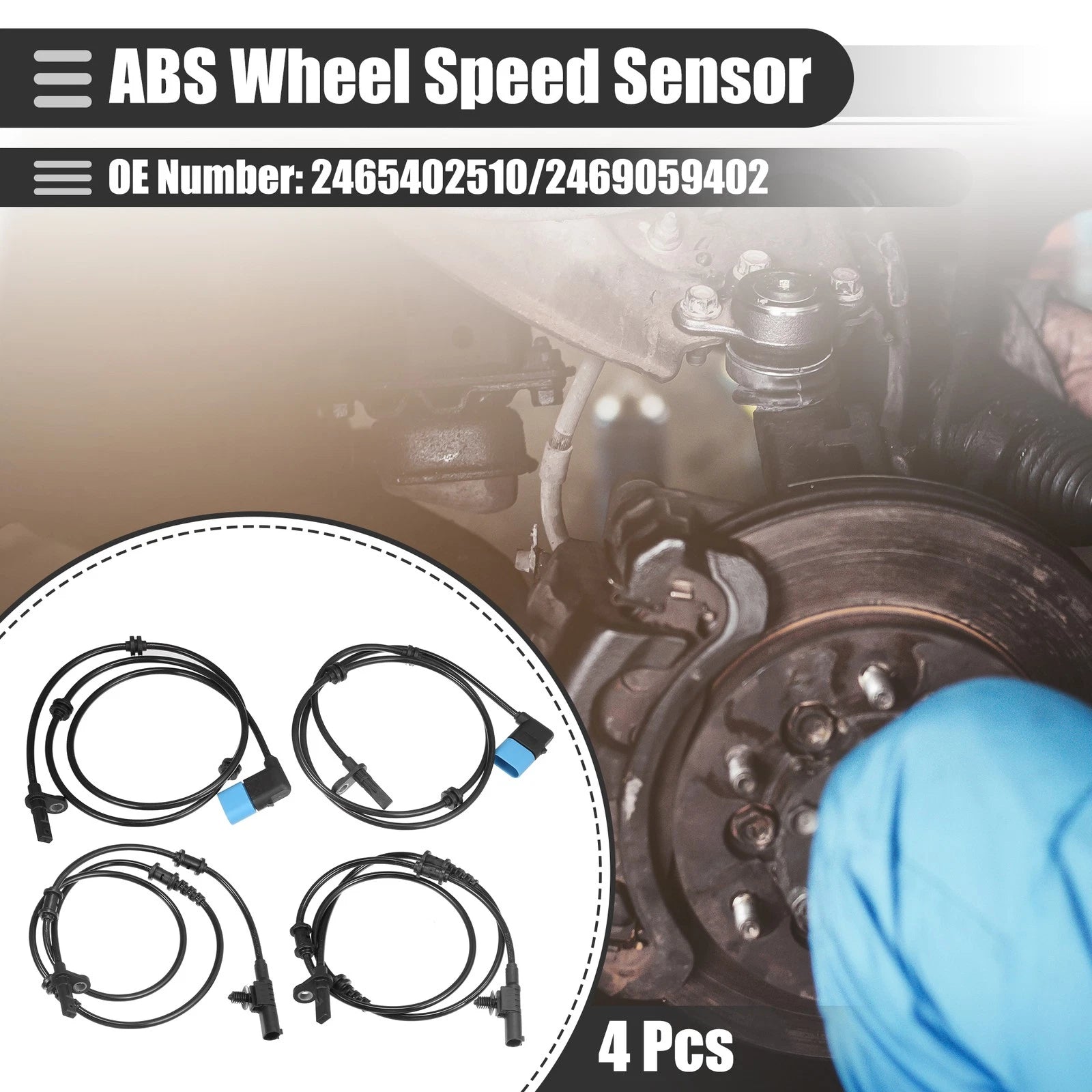 Set of 4 ABS Sensors for Mercedes-Benz CLA45 (No. 2465402510/2469059402)