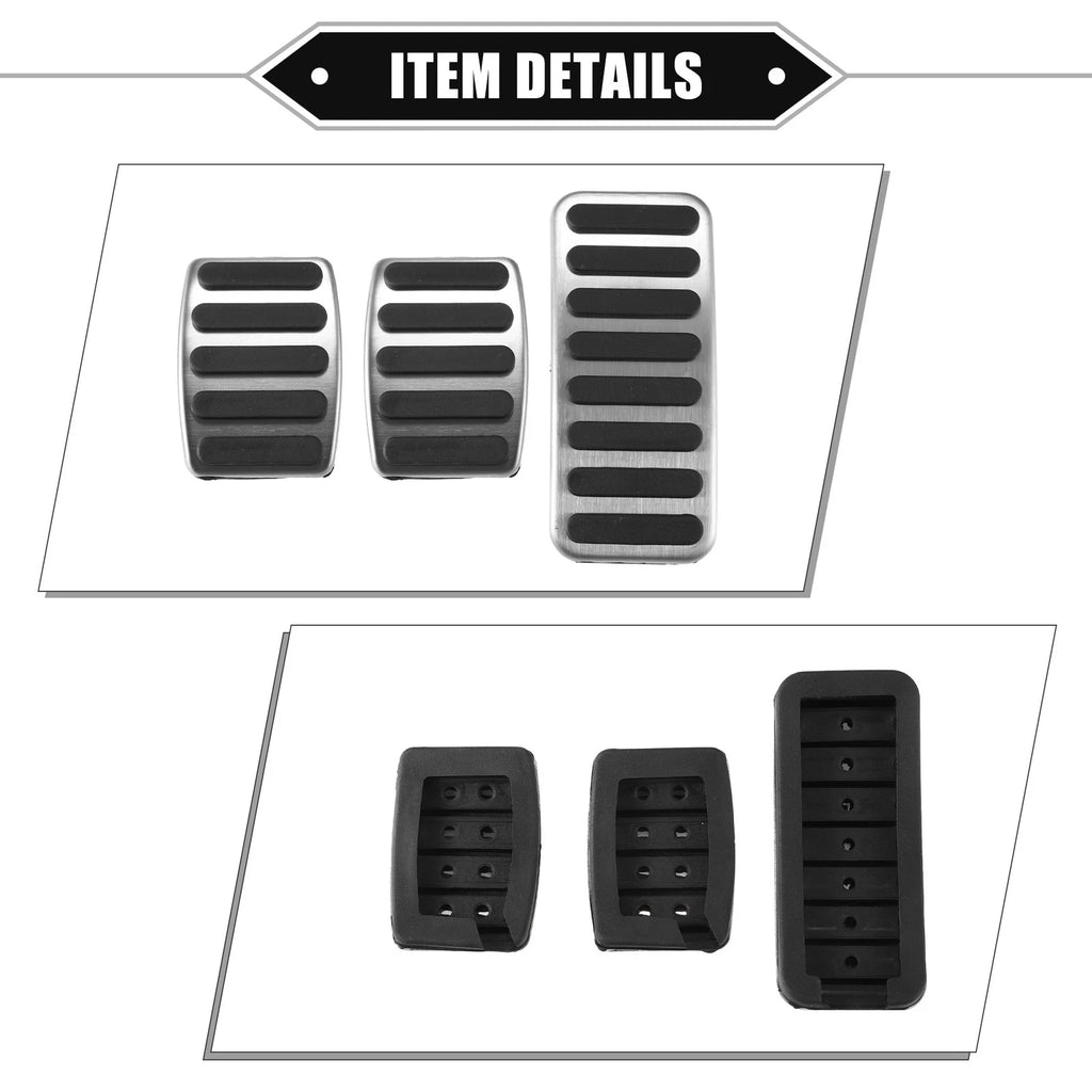 3pcs Accelerator Gas Brake Pedal Cover for Suzuki  Silver Tone