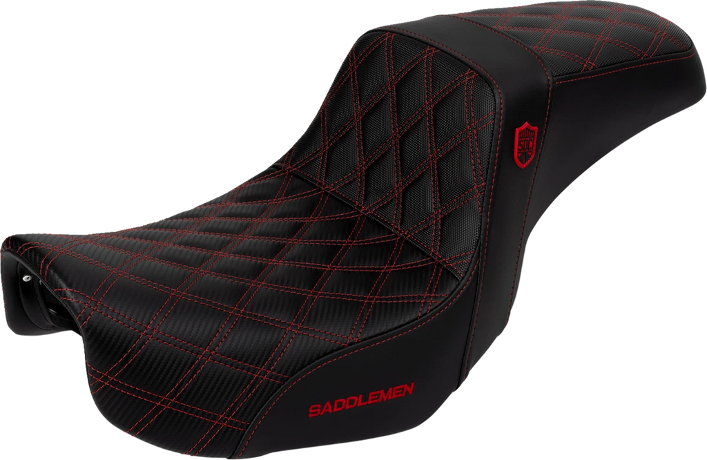 SADDLEMEN Pro Series SDC Performance Seat for Motorcycle (Carbon Fiber, Red)