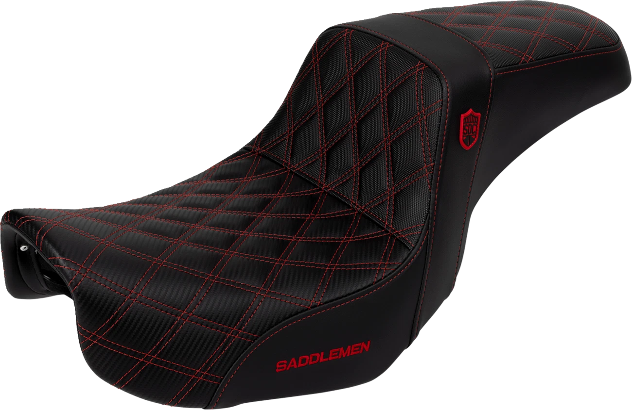 SADDLEMEN Pro Series SDC Performance Seat for Motorcycle (Carbon Fiber, Red)