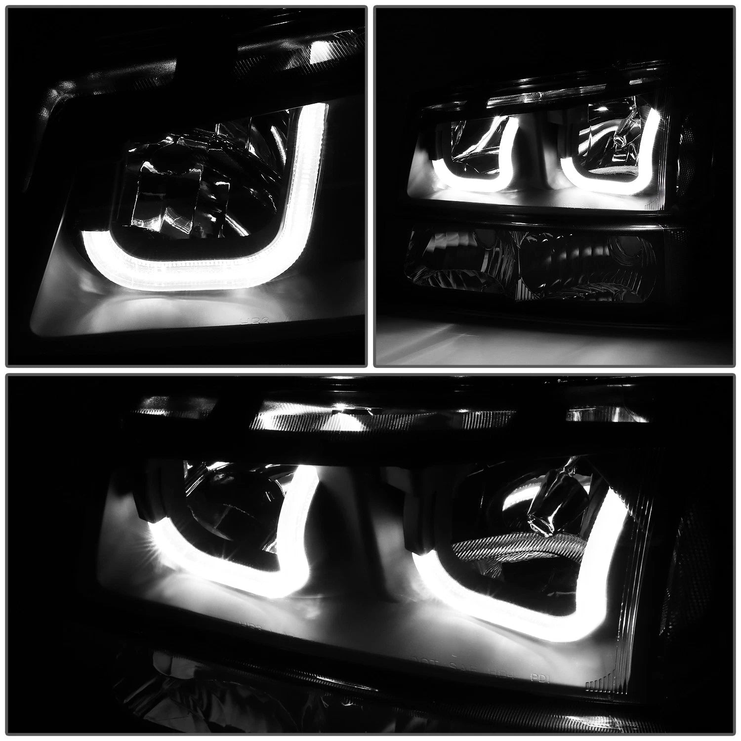 J-Halo LED DRL Headlights with Bumper Lamps for Chevy Silverado (2003–2007)