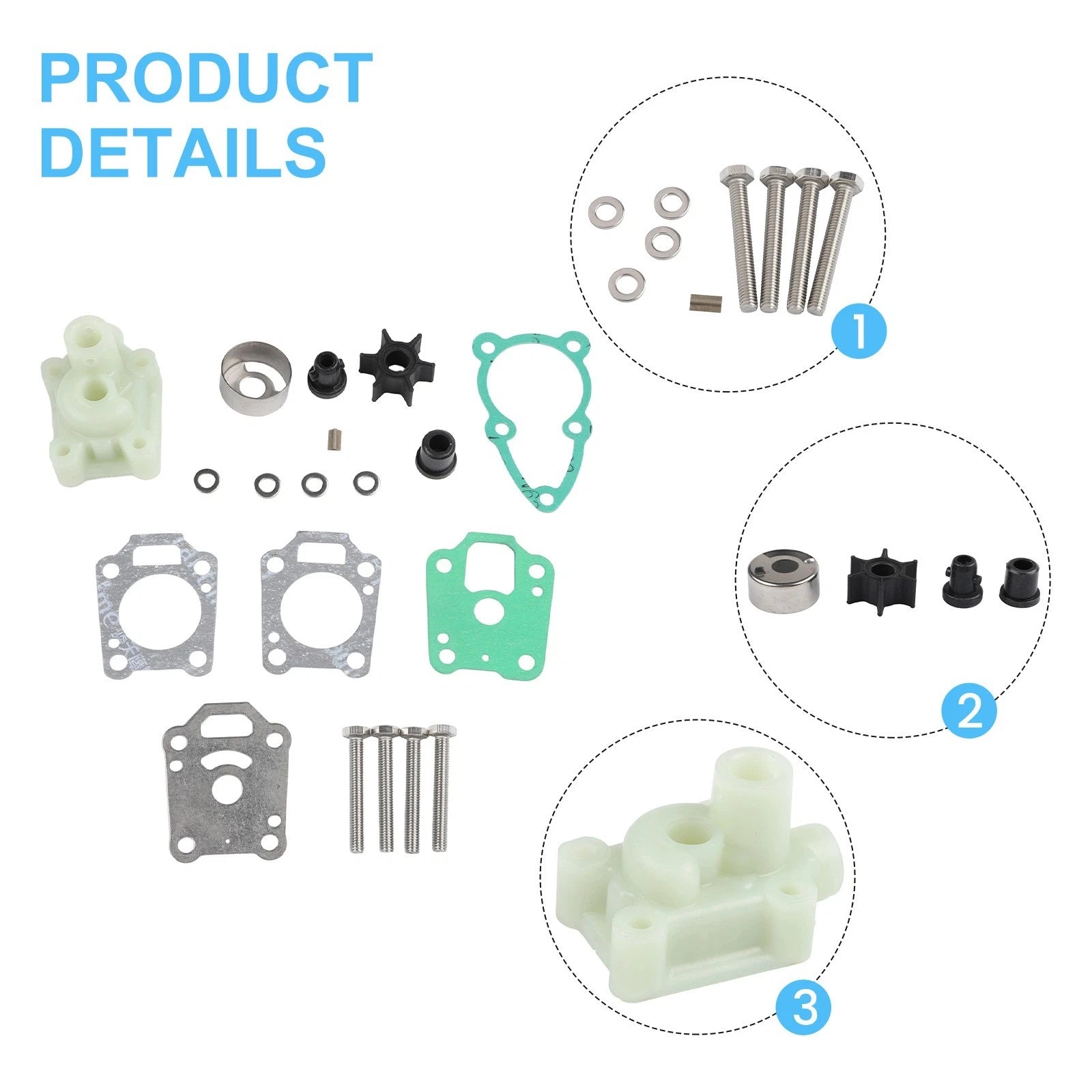 Impeller Repair Kit for Tohatsu Nissan 4 5 6 HP Water Pump Replacement