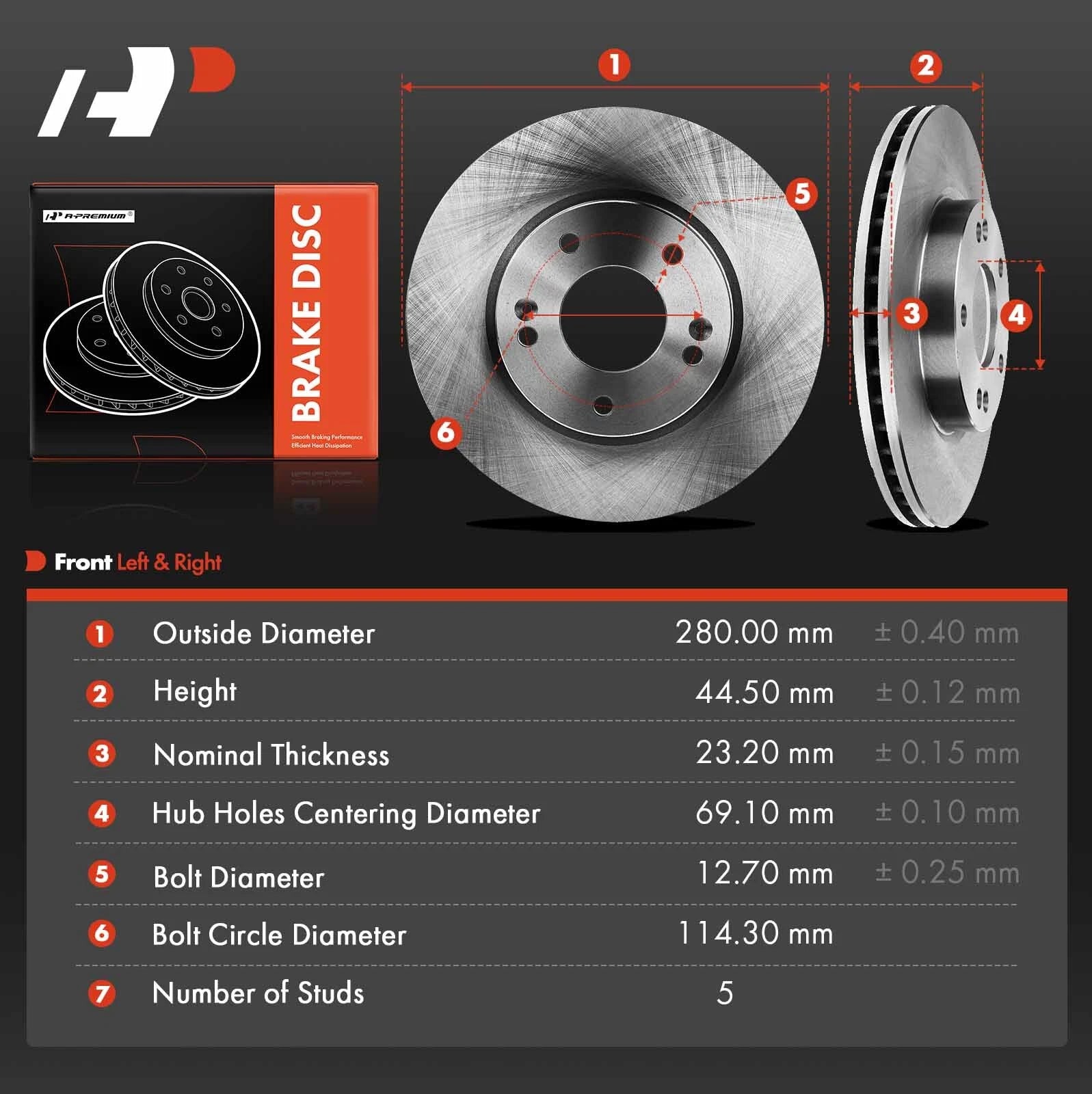 Front Disc Brake Rotors for Hyundai Elantra, Kona, Veloster, Venue, Kia Forte, Soul (2011–2023)