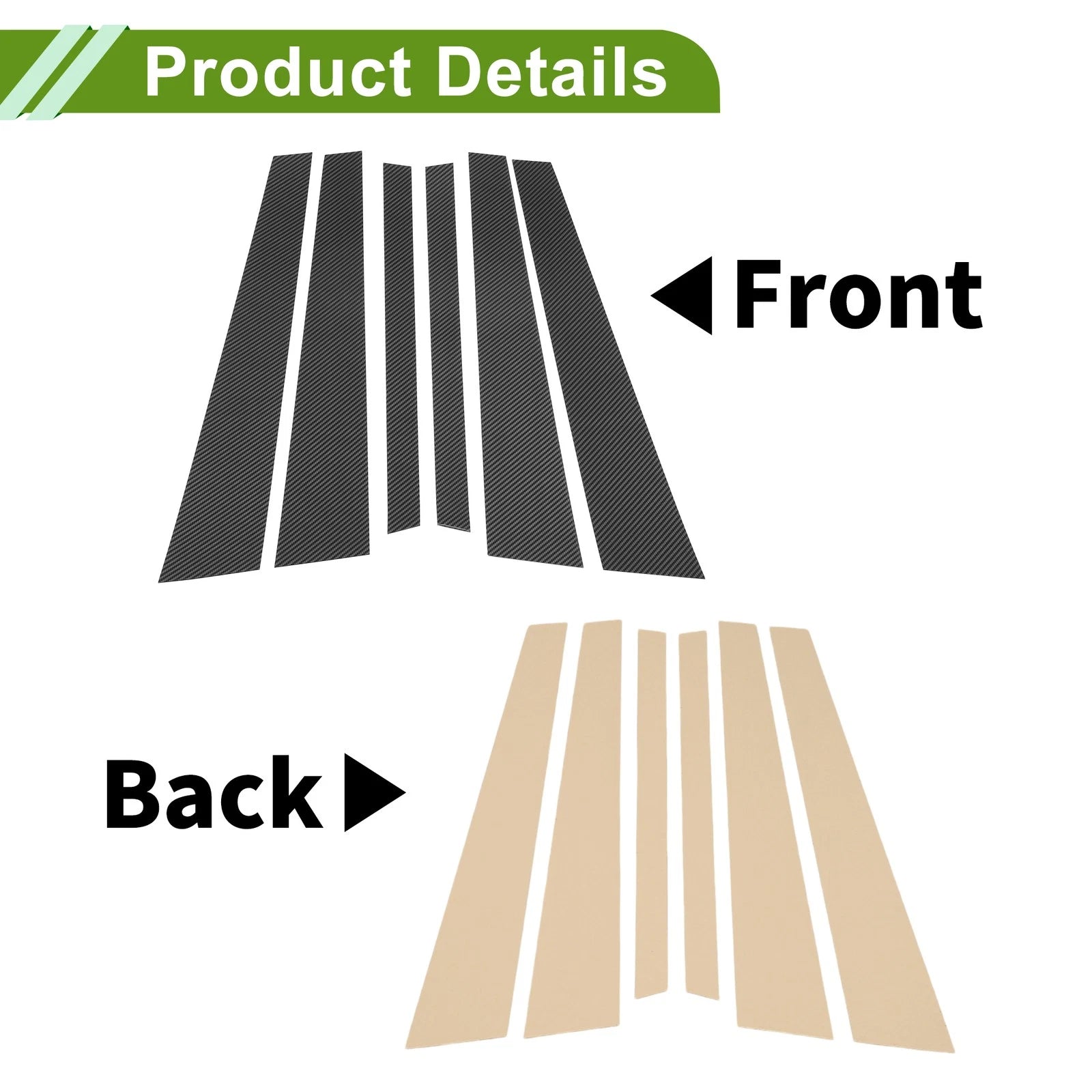 6 Pcs Door Pillar Window Trim for BMW 7-Series (1995–2001) Carbon Fiber Black