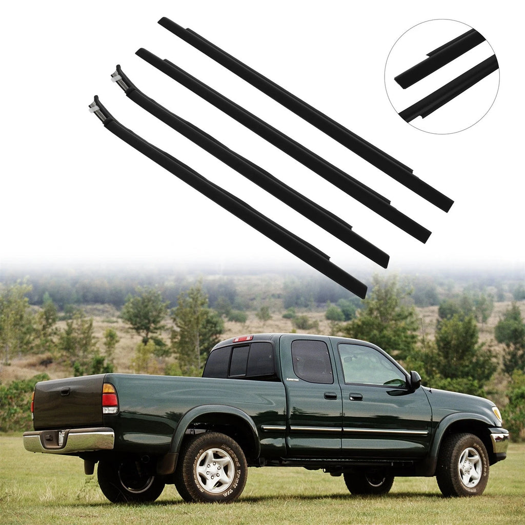 Set of 2 Front & Rear Window Scraper Seal Belt Weatherstrip for Toyota Tundra (2000–2006)