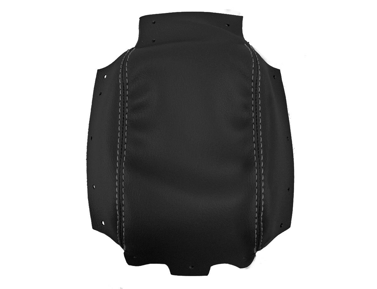 Leather Console Lid Armrest Cover for Volvo S40 (2004–2007) Black Gray Stitch