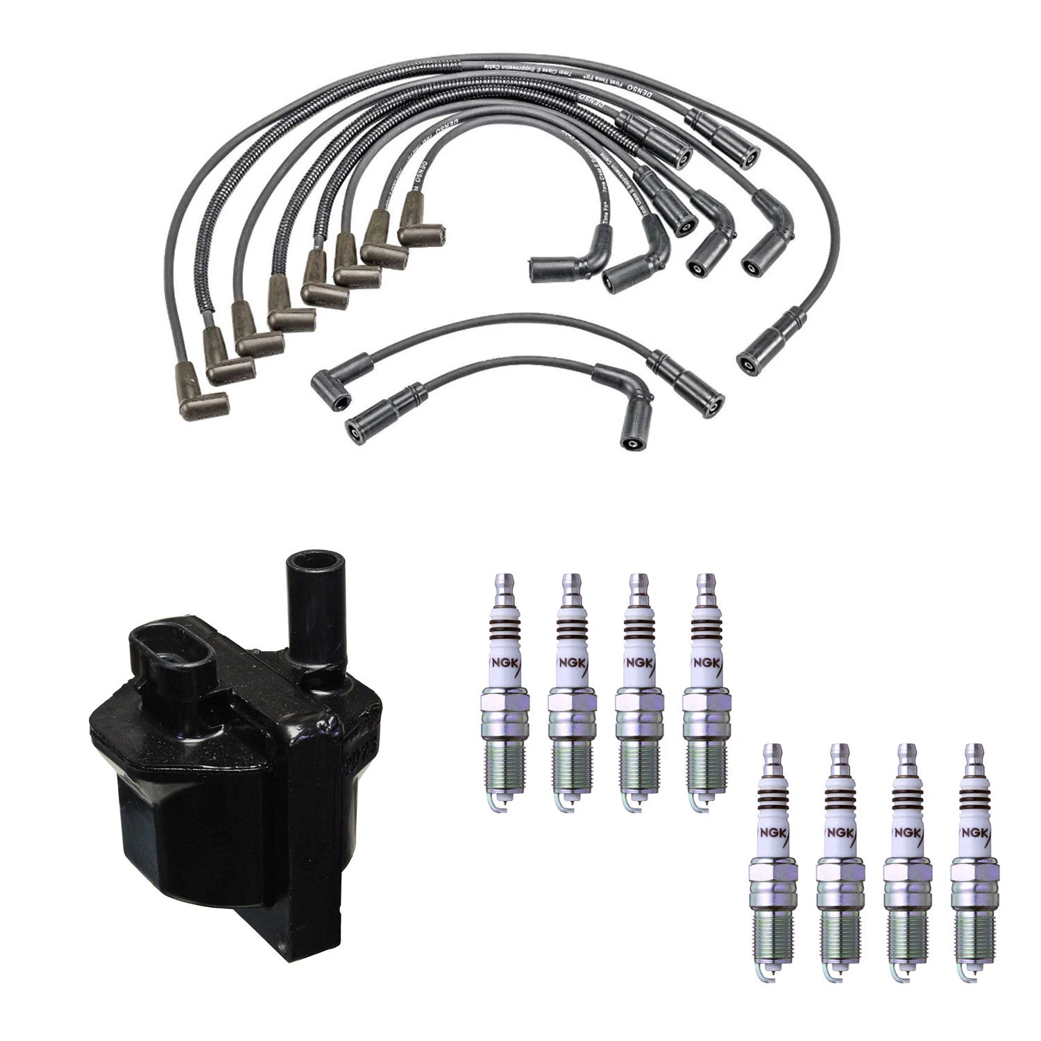 Set of 8 Denso Ignition Coil Wires & NGK Iridium Spark Plugs for K1500 Suburban (1992–1999)